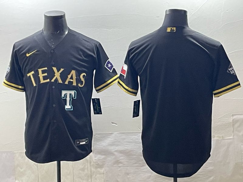 Men 2025 Texas Rangers Blank Black Game Nike MLB Jersey style 03